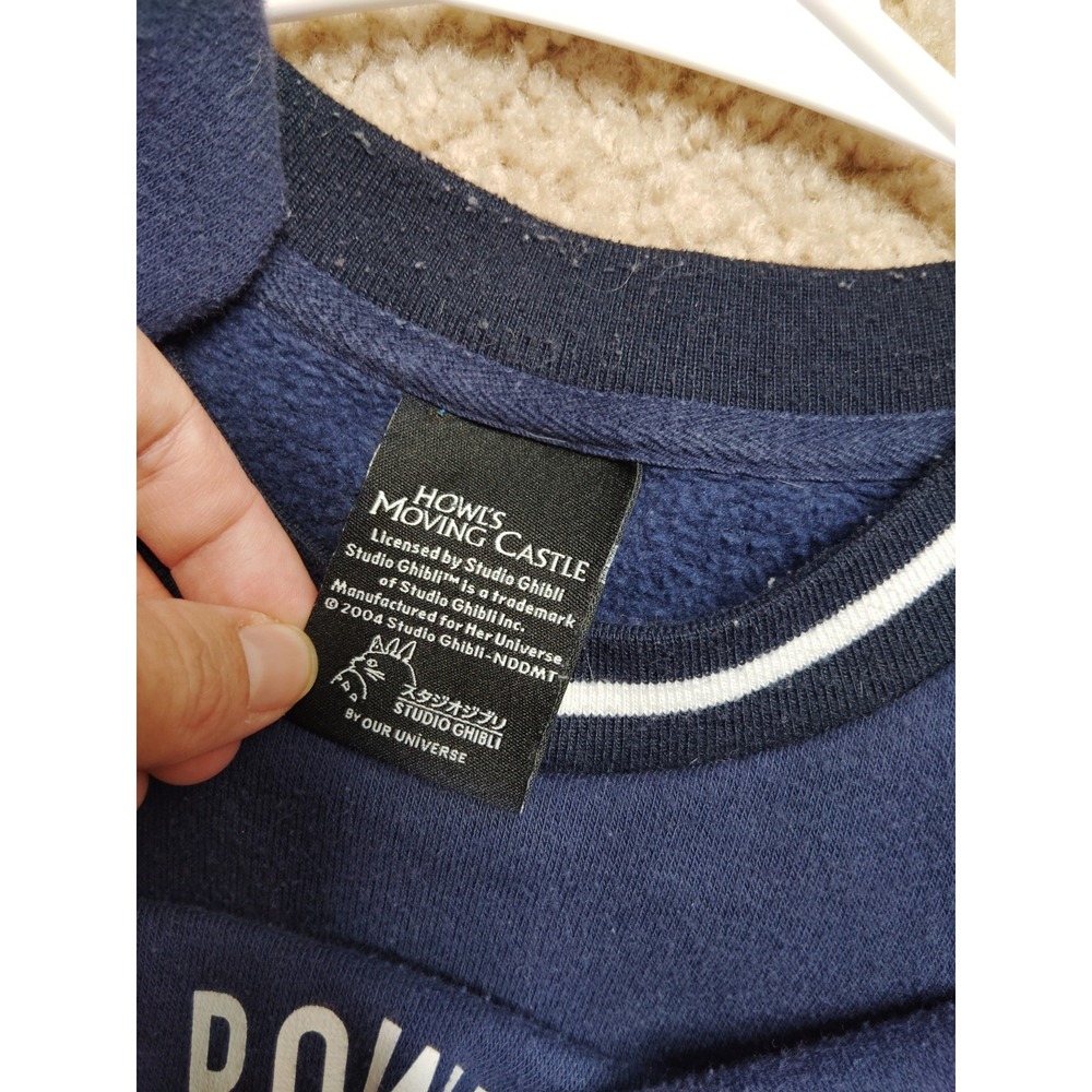 Howls Moving Castle Ghibli Sweatshirt Women Size Medium Blue Embroidered - Picture 5 of 7